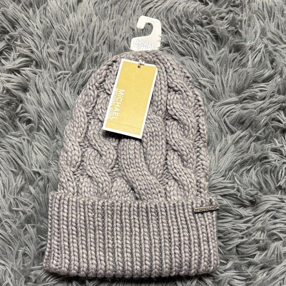 Michael Kors Gray Cable Knit Beanie